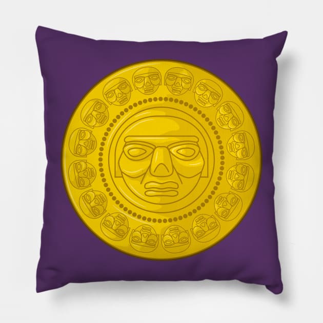 Colombian indigenous ancient culture sun representation Pillow by Drumsartco