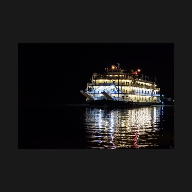 Savannah Riverboat at night by Ckauzmann