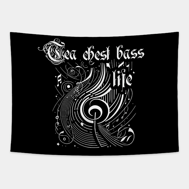 Wavy Music Tea chest bass Life Tapestry by walaodesigns