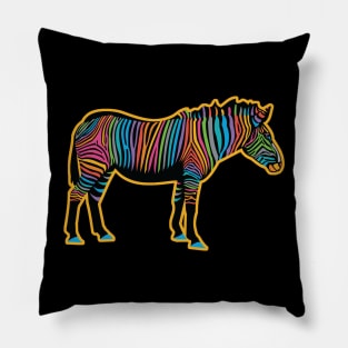 Colorful Rainbow Zebra Pillow