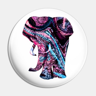 Intricate Asian Elephant Colorful Illustration Pin