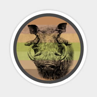 Warthog Close-up on Retro-style Sunset in Africa Colors Magnet