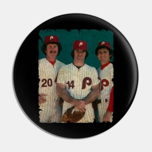 Mike Schmidt, Pete Rose, and Larry Bowa in Philadelphia Phillies Pin