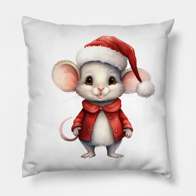 Christmas Mouse Pillow by Chromatic Fusion Studio