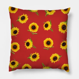 90’s Sunflower Pack Pattern on Red Pillow