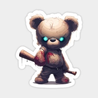 Spooky teddy bear with baseball bat Magnet