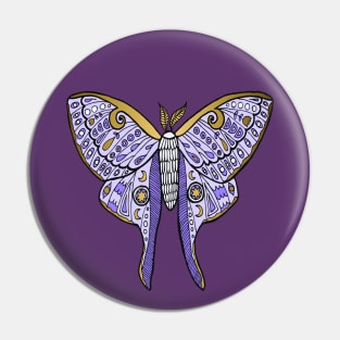 Lavender Luna Moth Pin