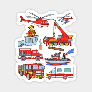 Ambulance Fire Department Fireman Trucks and Vehicles Magnet