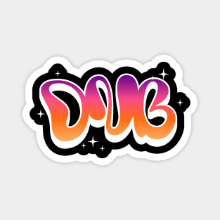 DNB - Liquid Font Color Gradient (white/purple/orange) Magnet