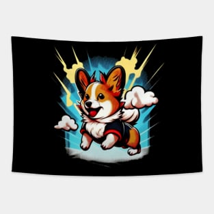 red Corgi Cartoon style Tapestry