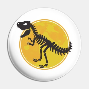 Dino Dinosaur T-Rex Skeleton Black in Front of Moon Pin