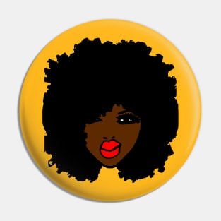 Afro Black BrownSkin  Red Lips Natural Hair Pin