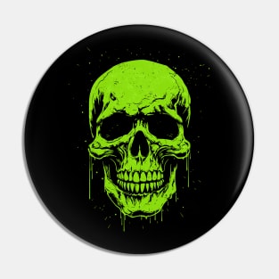 Neon Green Skull Monster Spooky Pin