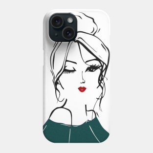 wink girl with red lipstick Phone Case