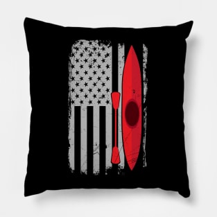 American Flag Kayak Distressed Outrigger Canoe Pillow