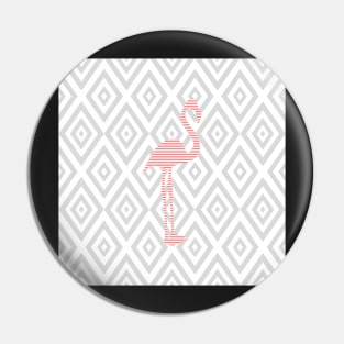 Abstract geometric pattern - gray and white - pink flamingo Pin