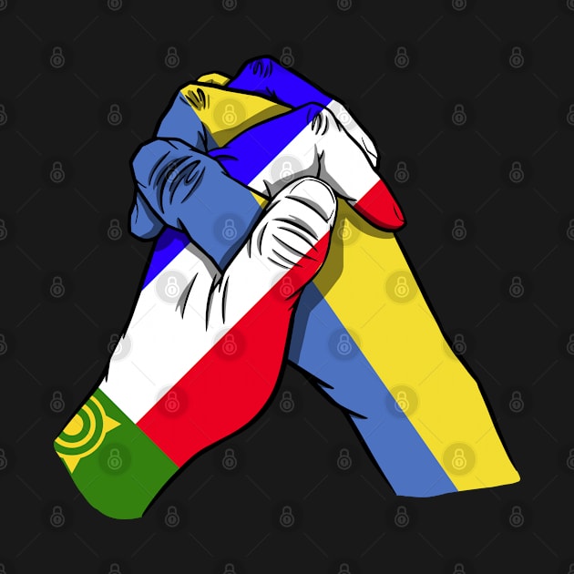 Khakassia and Ukraine Flags Holding Hands Ukraine Khakassia Roots by BramCrye