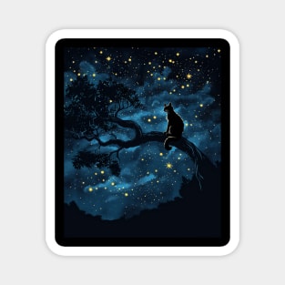 Cat Starry Night Serenity Magnet