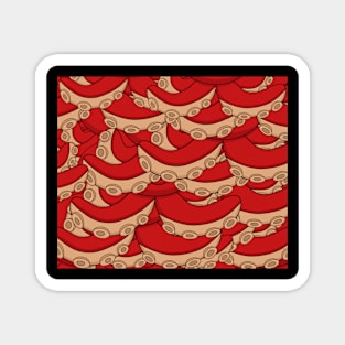 Red Octopus Tentacle Patterns Magnet