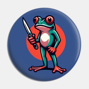 Little frog holding a knife Pin