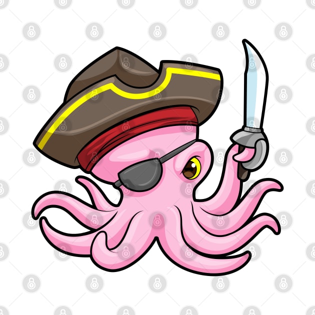 Octopus as Pirate with Saber & Eye patch by Markus Schnabel