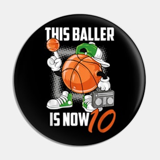 10th Birthday Basketball Player 10 Years Old Kids Boys Pin