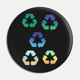 Ombre Faux Glitter Recycle Symbol Pack Pin