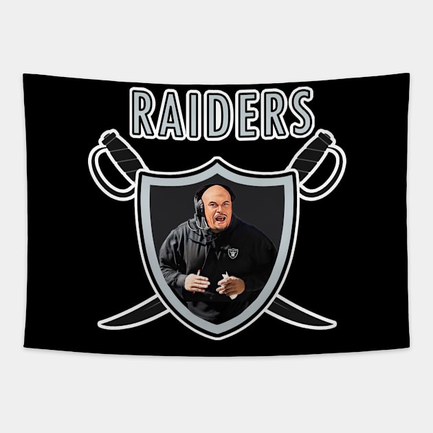 Las Vegas Raiders Coach AP Shield Tapestry by Dysfunctional Tee Shop