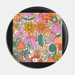 Summery floral butterflies ferns toadstools leaves Pin