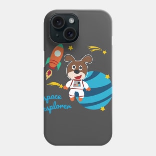 Space bear or astronaut in a space suit with cartoon style Phone Case