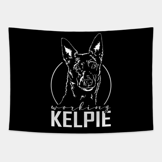 Working Kelpie dog portrait Tapestry by wilsigns