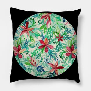 Vintage Tropical Floral - a watercolor pattern Pillow