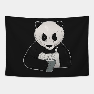 Grumpy Panda Bear with Coffee Morning Grouch Tapestry