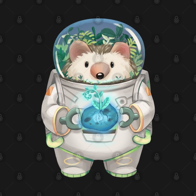 Solarpunk Astronaut Hedgehog by PamelooArt