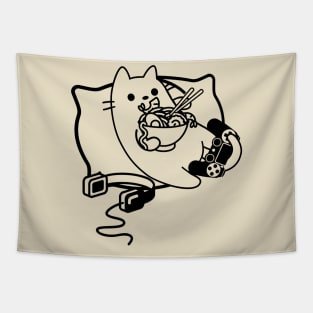 Gamer Cat Ramen Loading Game Paused Tapestry