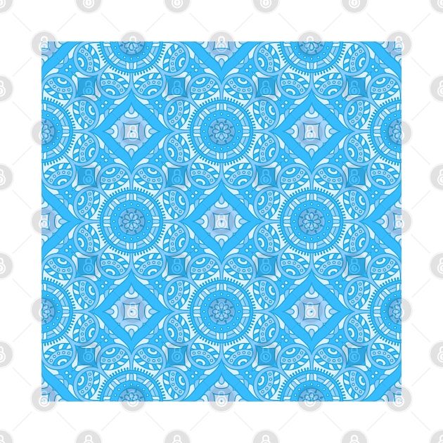 Ornamental floral mandala blue #3 by GreekTavern