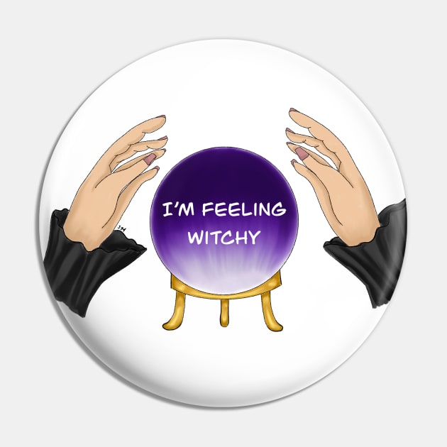 Feeling Witchy - Purple Magic Globe with Witch Hands Pin by Susy Maldonado illustrations