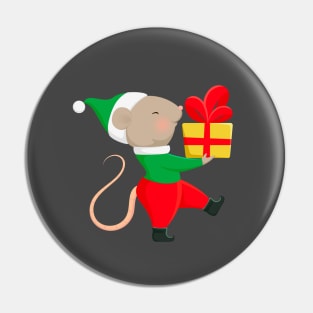 Cute Santa helper in Christmas elf costume. Pin