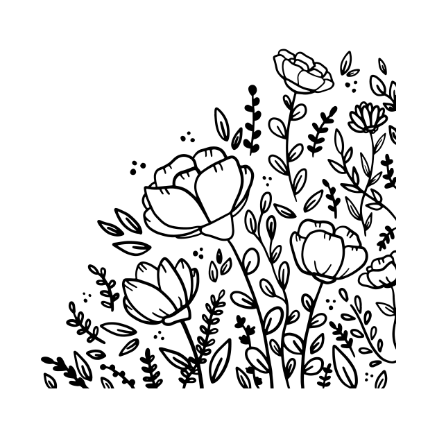 Black and white floral drawing by bigmoments