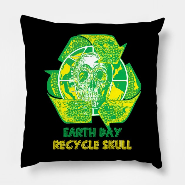 Earth day recycle skull symbo Pillow by schaefersialice