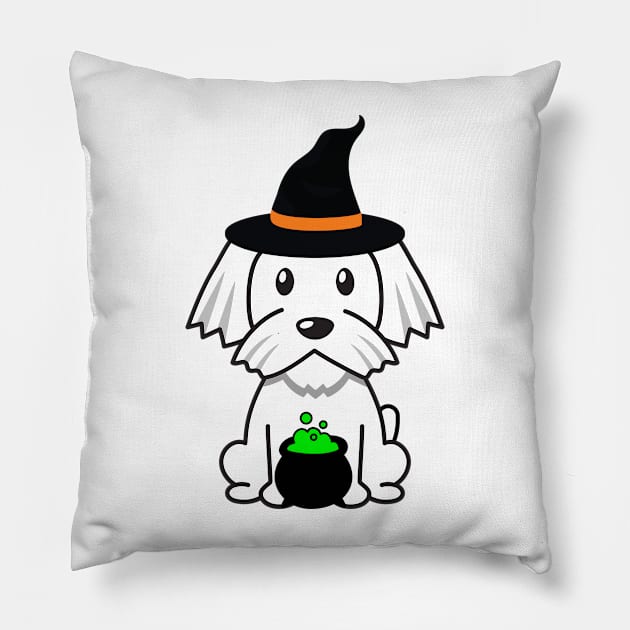 Cute white dog is a witch Pillow by Pet Station