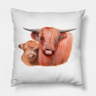 Highlander Cow with Calf-g Pillow