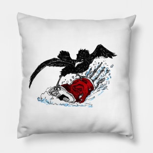 Snow Board Crow Pillow