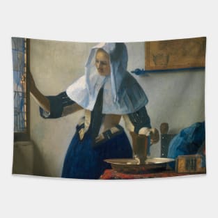 Young Woman with a Water Pitcher by Jan Vermeer Tapestry