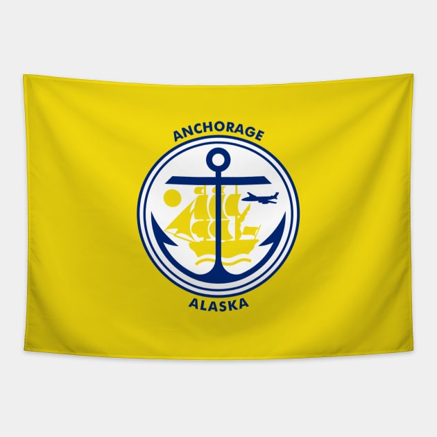 Flag of Anchorage, Alaska Tapestry by brigadeiro