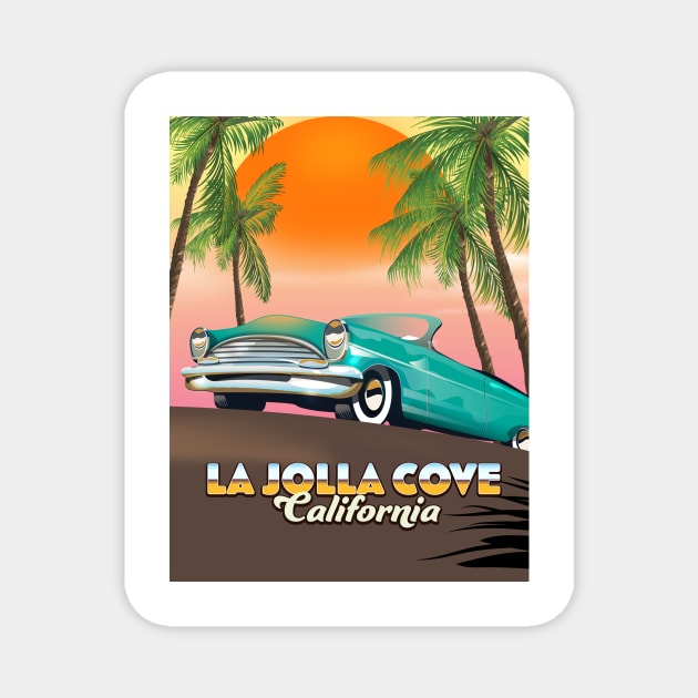 La Jolla Cove California travel poster Magnet by nickemporium1