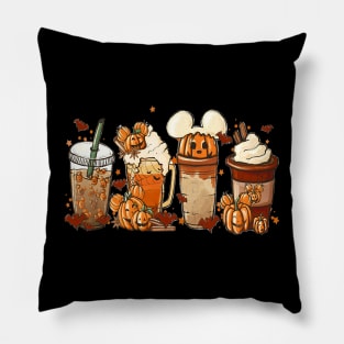 Fall Iced Coffee Funny Spooky Season Halloween Pumpkin Spice Pillow