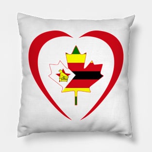 Zimbabwean Canadian Multinational Patriot Flag Series (Heart) Pillow