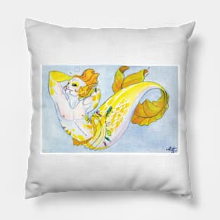 MerMay Yellow Snapper Pin Up Merman Watercolor Pillow