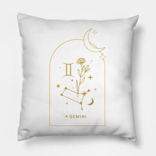 Gemini Zodiac Constellation and Flowers - Astrology and Horoscope Pillow